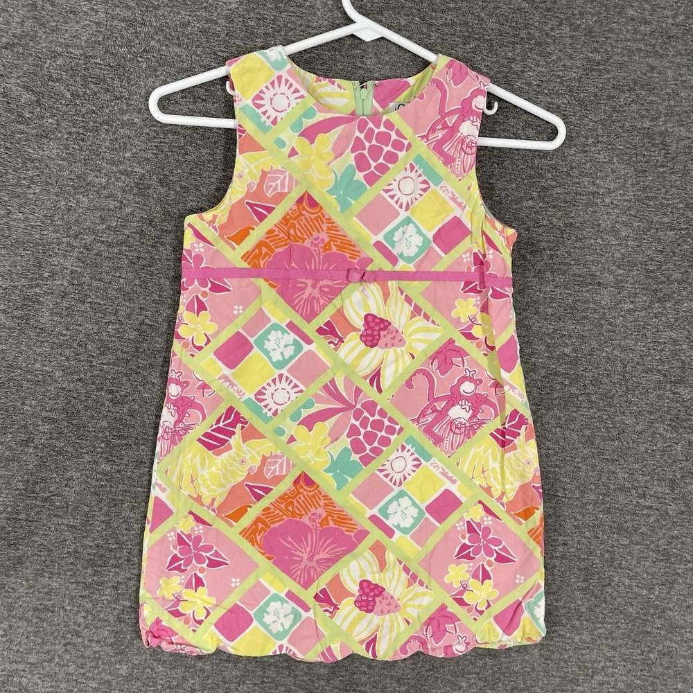 Lilly Pulitzer Dress Girls 6X Pink Floral Patchwork Shift Lined Summer Party